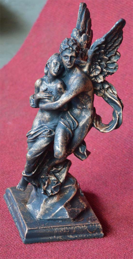 Statur Amor und Psyche bronzefarbe Gusseisen Garten Skulptur Dekoration Valentin 